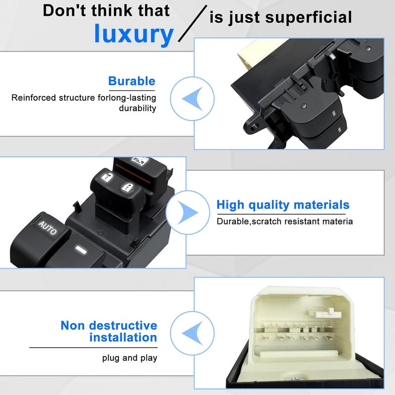 BELGEMAY White Backlit Driver Window Switch for 2007-2012 Toyota RAV4 (OE#84820-12520) - Direct Plug & Play Upgrade Kit with Pry Tool, No Modifications Needed - Image 4